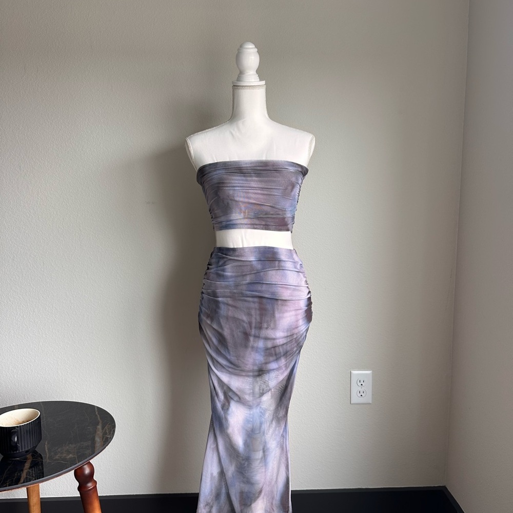 RSQ Purple Gray Maxi Pencil Skirt Set